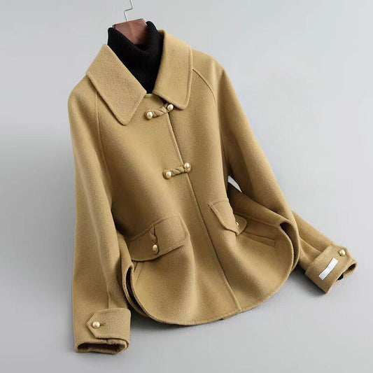 Elegant pearl button coat for women | Celeste -1