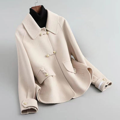 Elegant pearl button coat for women | Celeste -4