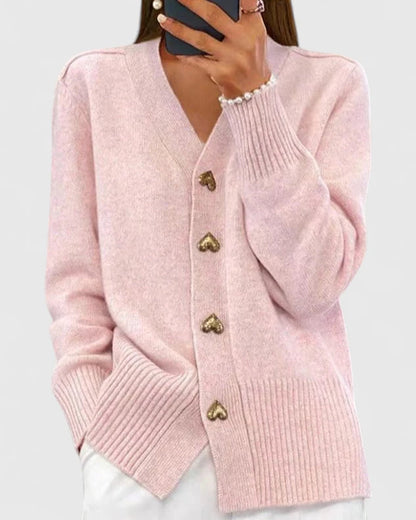 Cardigan elegant boutons cœur for women | Clarisse -1