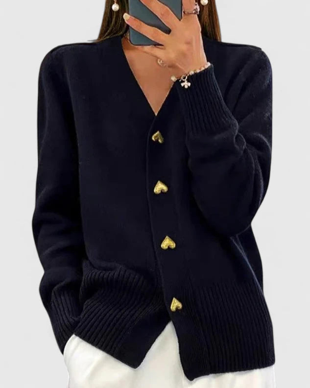 Cardigan elegant boutons cœur for women | Clarisse -3