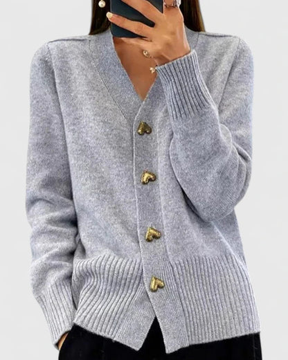 Cardigan elegant boutons cœur for women | Clarisse -5