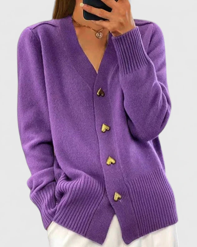 Cardigan elegant boutons cœur for women | Clarisse -6