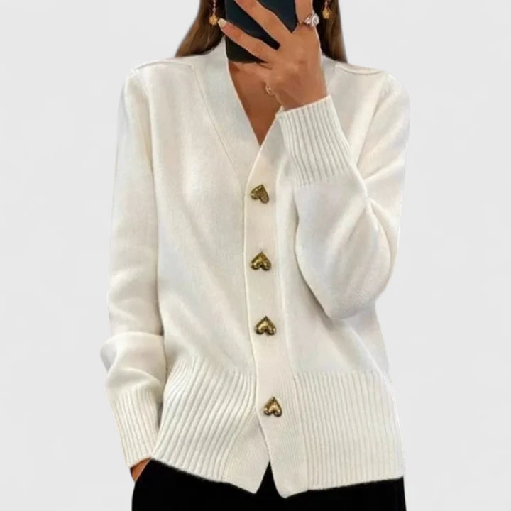 Cardigan elegant boutons cœur for women | Clarisse -4