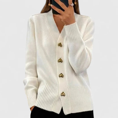 Cardigan elegant boutons cœur for women | Clarisse -4