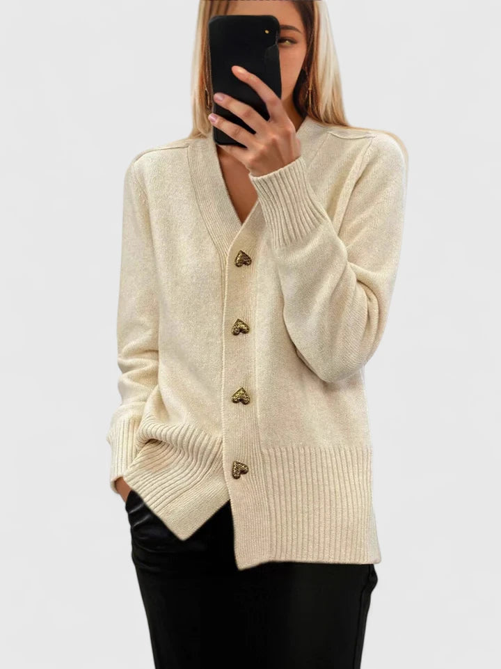 Cardigan elegant boutons cœur for women | Clarisse -2