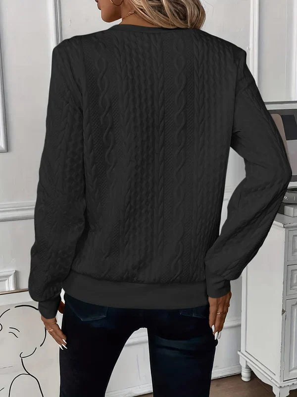 Classic cable-knit zip everyday sweatshirt for women | Lynne -5