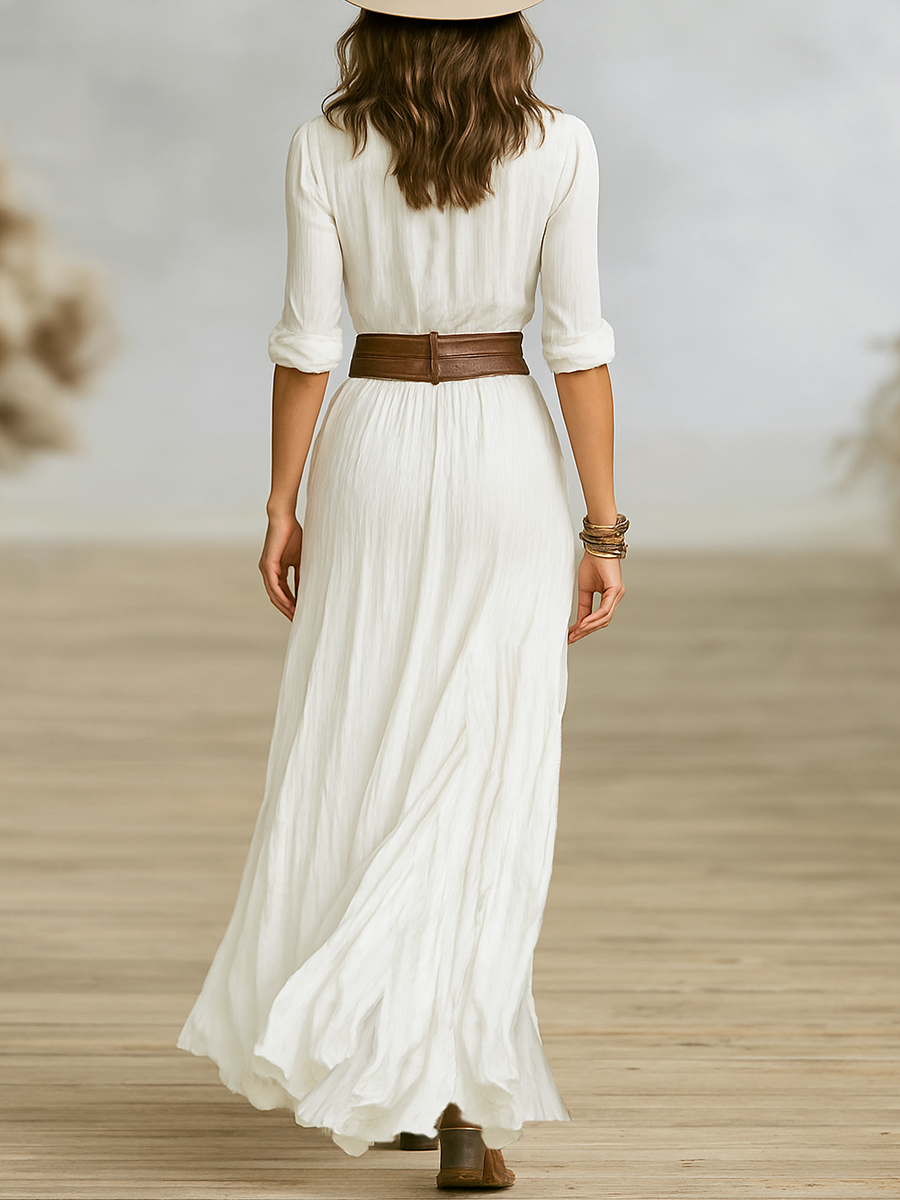 Pleated maxi dress for women | Mariselle -5