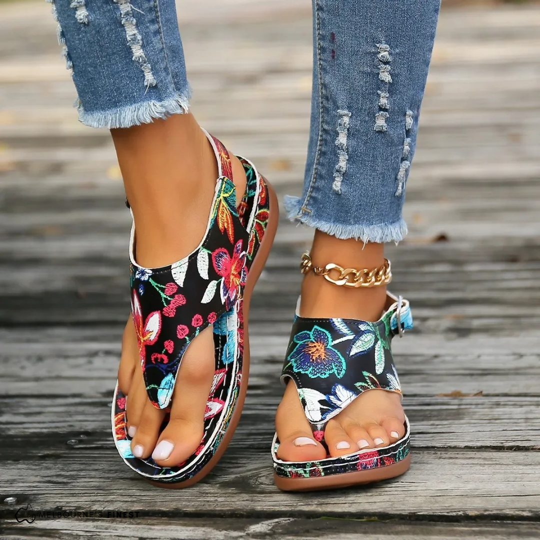 Floral comfort sandals for women | Adjustable -2