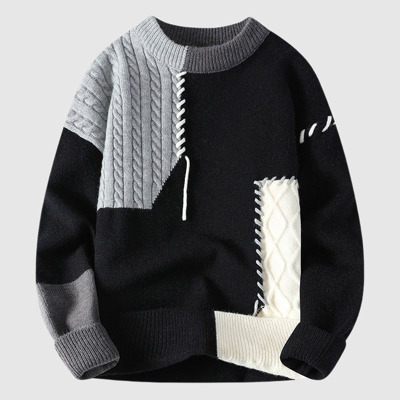Funky patchwork winter jumper for men | Dario -3