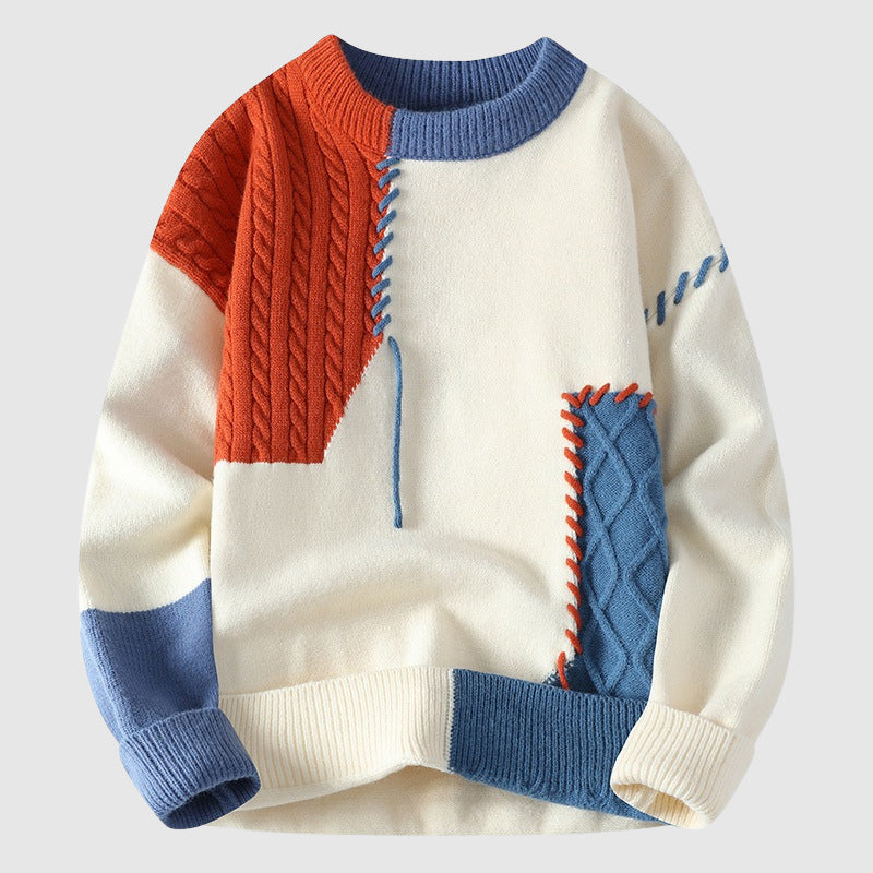 Funky patchwork winter jumper for men | Dario -1