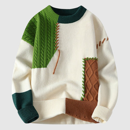 Funky patchwork winter jumper for men | Dario -2