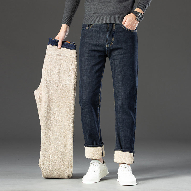 Fleece lined full length jeans trousers for men | Hudson -7