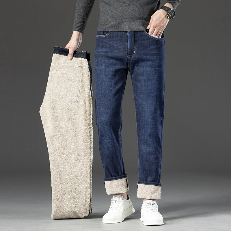 Fleece lined full length jeans trousers for men | Hudson -3