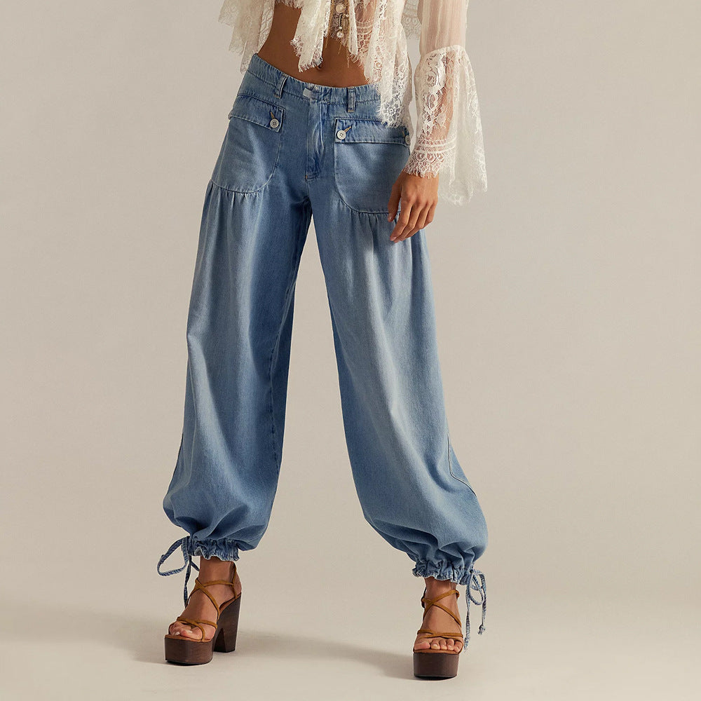 Poppy wide-leg jeans trousers for women | Bohemian Chic -1