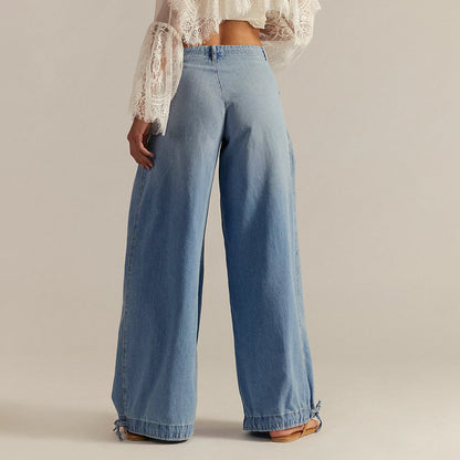 Poppy wide-leg jeans trousers for women | Bohemian Chic -2