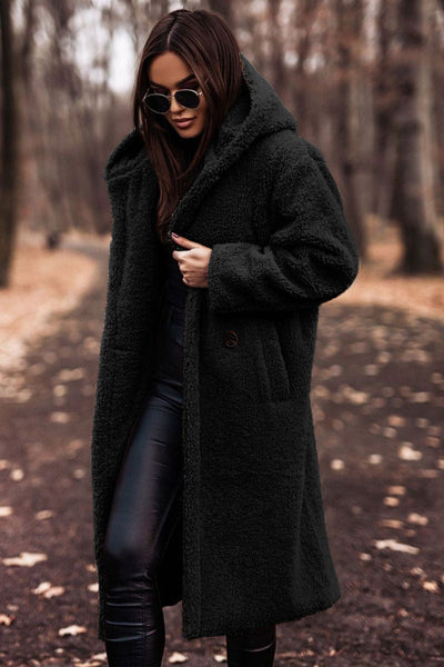 Coat teddy long chaud elegant parka for women | Cherry -3