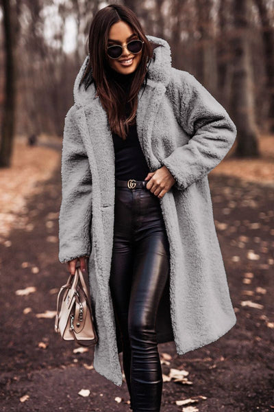 Coat teddy long chaud elegant parka for women | Cherry -8
