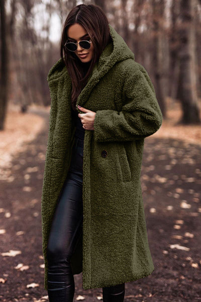 Coat teddy long chaud elegant parka for women | Cherry -2