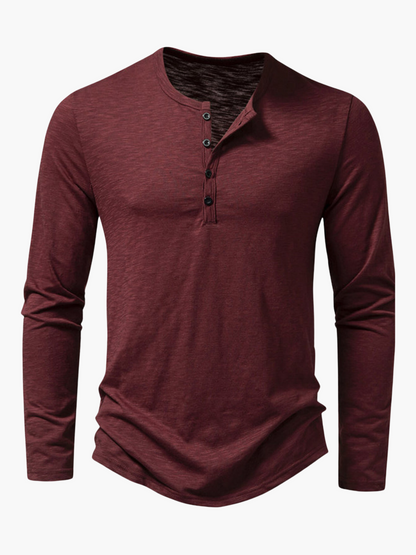 Cotton blend henley long sleeve t-shirt for men -10