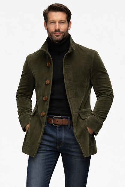 Slim-fit corduroy coat for men | Emerson -1