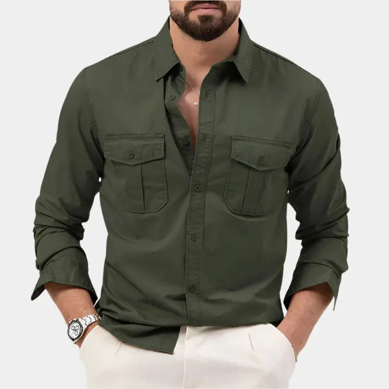 Classic long-sleeve button-up everyday shirt for men -5