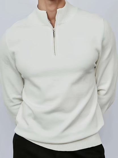 Casual half-zip sweater with high collar for men | Dorian