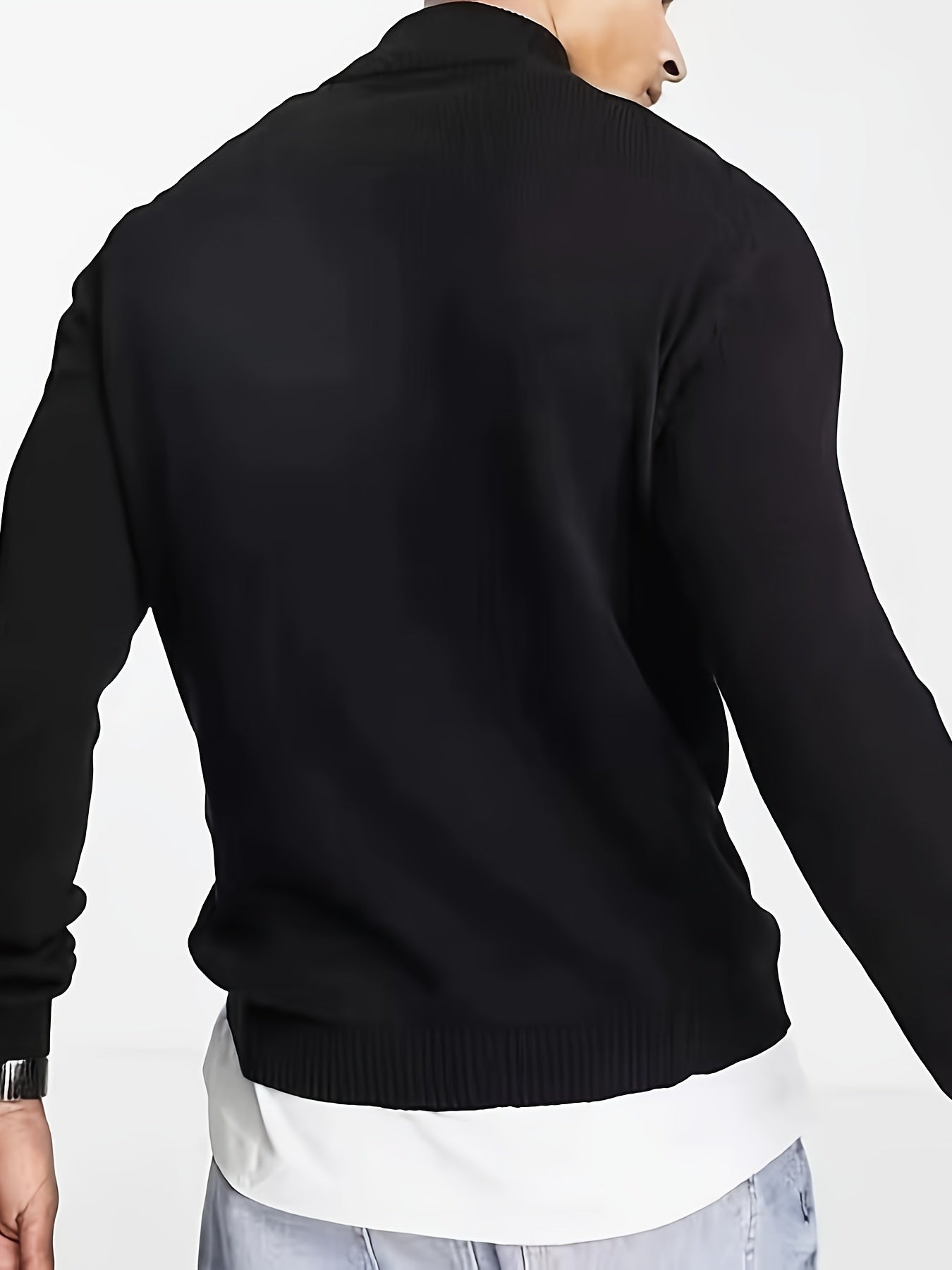 Classic high-collar half-zip everyday jumper for men -4
