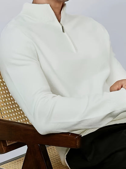 Casual half-zip sweater with high collar for men | Dorian