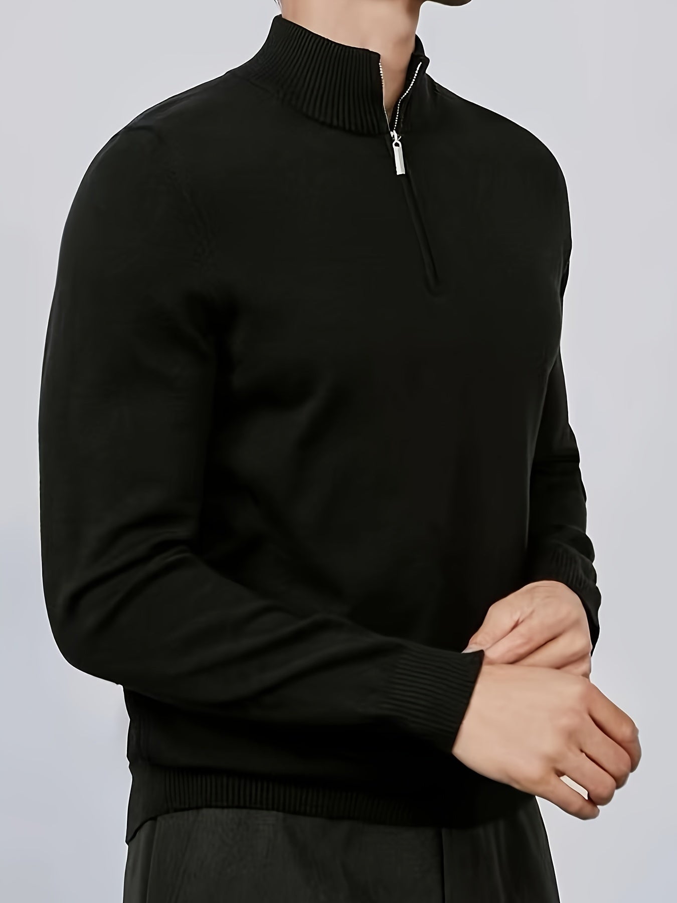 Classic high-collar half-zip everyday jumper for men -6