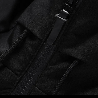 Hooded puffer jacket with zipper pockets for men | Grayson -7