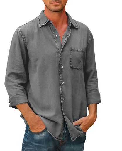 Classic long-sleeve denim everyday shirt for men -4