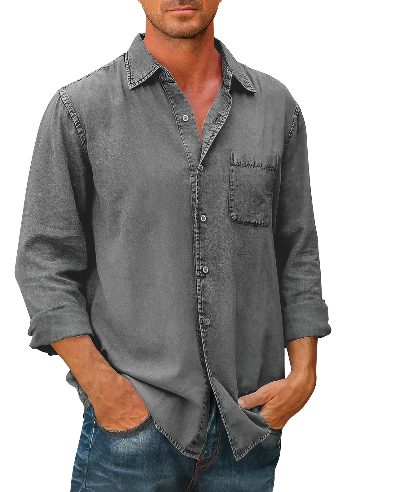 Long sleeve denim shirt for men | Mason