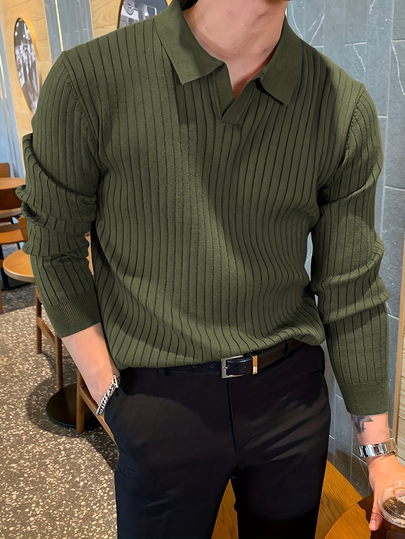 Classic V-neck knit everyday jumper for men -5