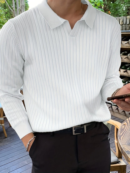 Classic V-neck knit everyday jumper for men -6