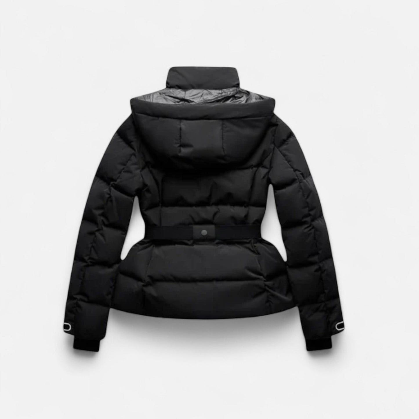 Belted water-resistant elegant puffer jacket for women -2