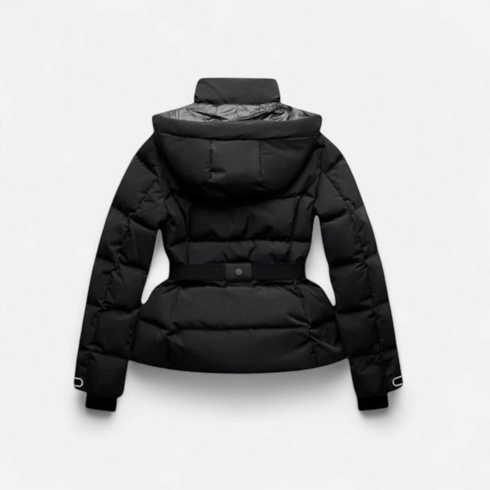 Belted water-resistant elegant puffer jacket for women -2