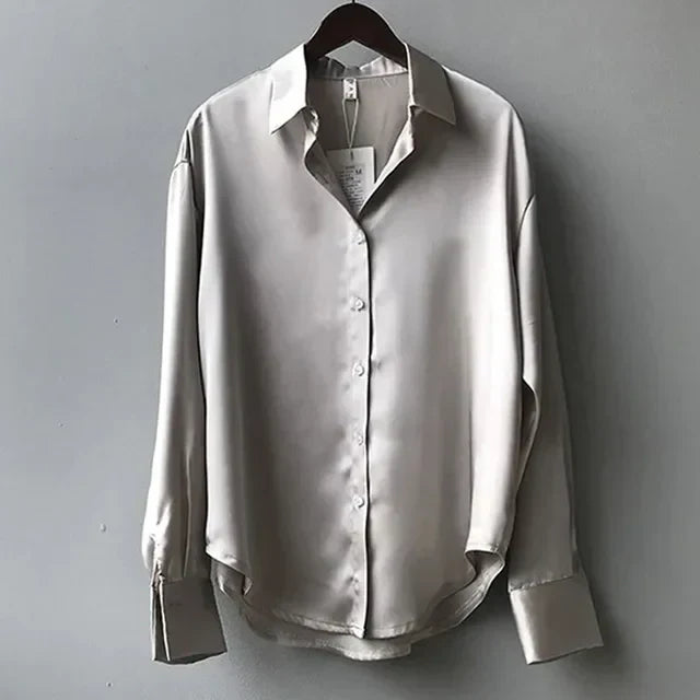Casual loose satin blouse for women | Amily -3