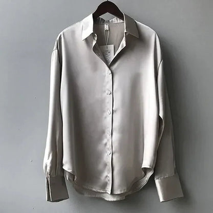 Casual loose satin blouse for women | Amily -3