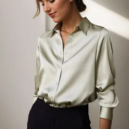 Casual loose satin blouse for women | Amily -1