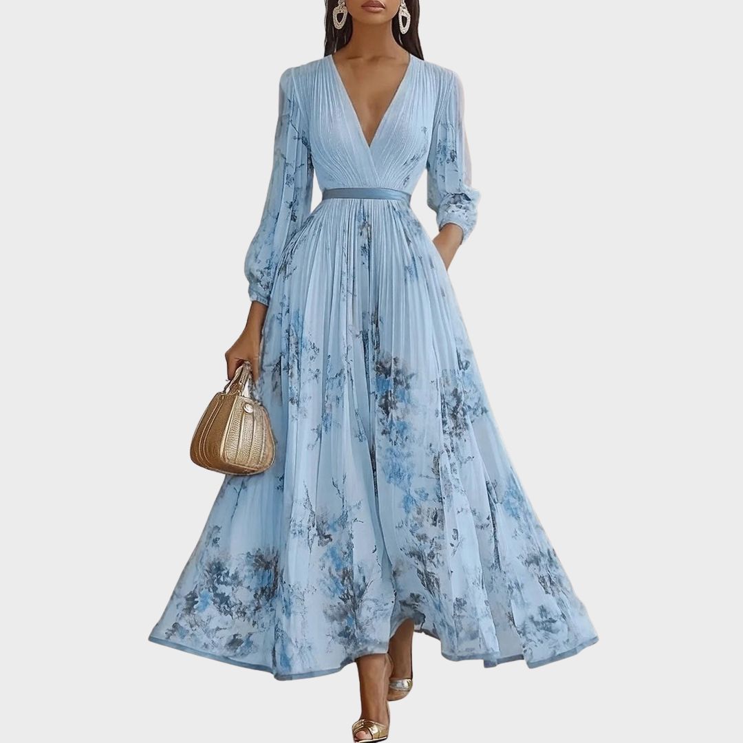 Elegant pleated everyday maxi dress for women | Rowella -1
