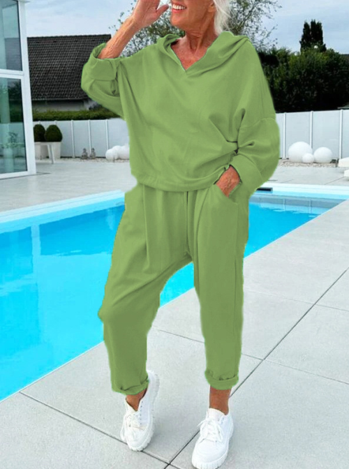 Cosy hooded sweatshirt everyday set for women | Hazel -8