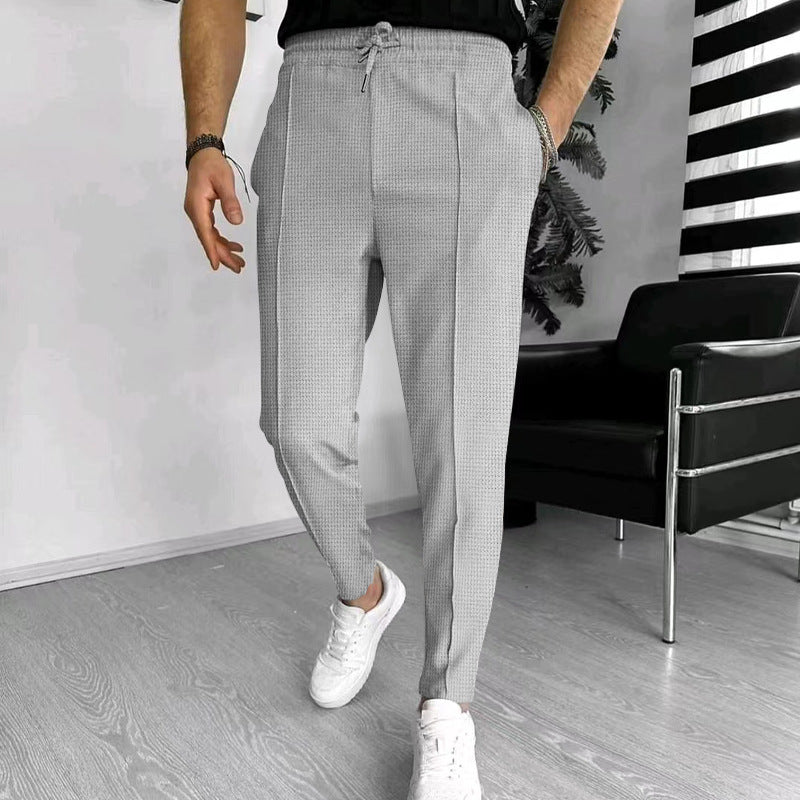 Waffle pattern sweatpants piece for men | Lucas -7