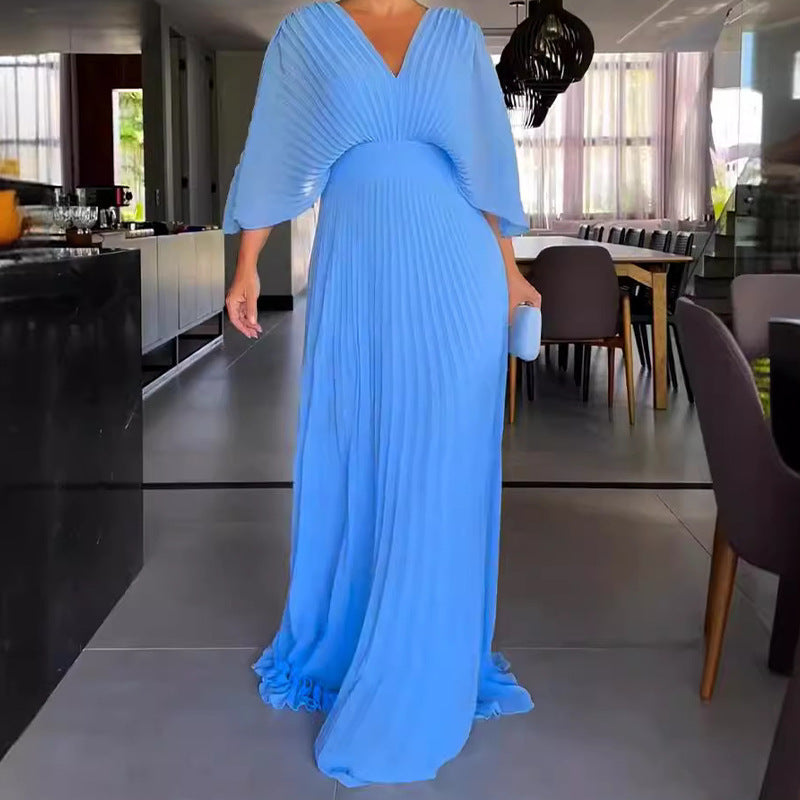 Floating ribbed elegant maxi dress for women | Ria -10