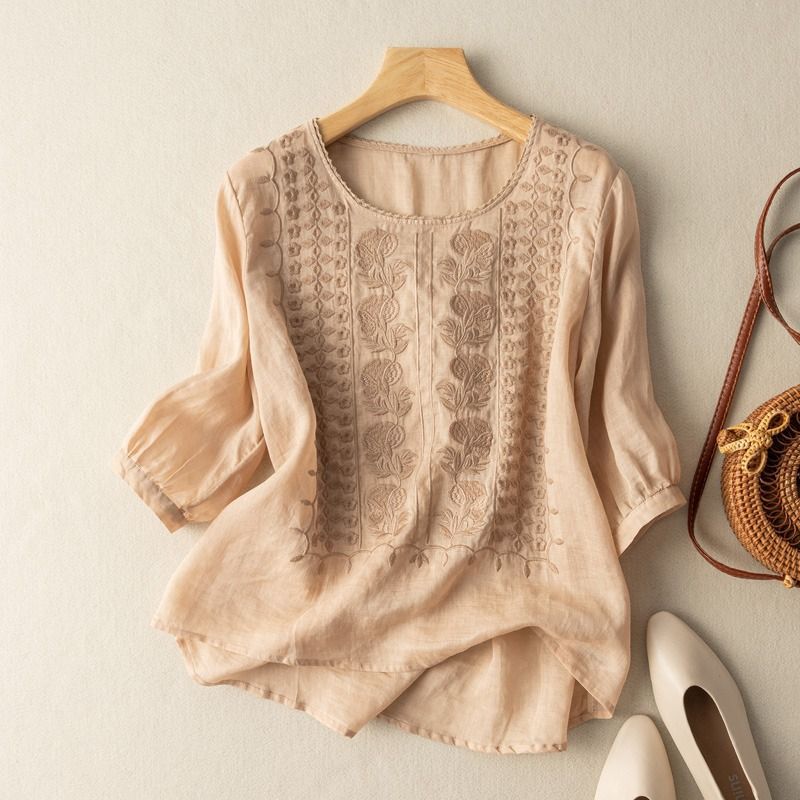 Flowing embroidered blouse for women | Celeste -3