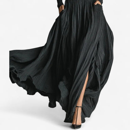 Elegant fluide dress taille haute maxi for women -3