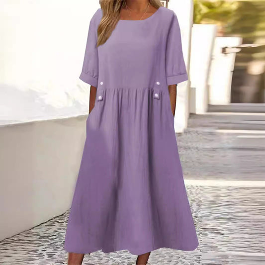 Elegant cotton-linen dress for women | Amelia -1