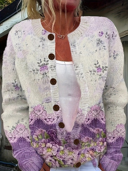 Floral open-front cardigan for women | Mirelle -3