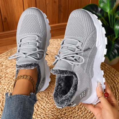 Casual fleece lace-up lightweight everyday trainers for women | Brydee -4
