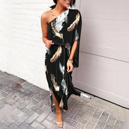 Floral one shoulder dress for women -7