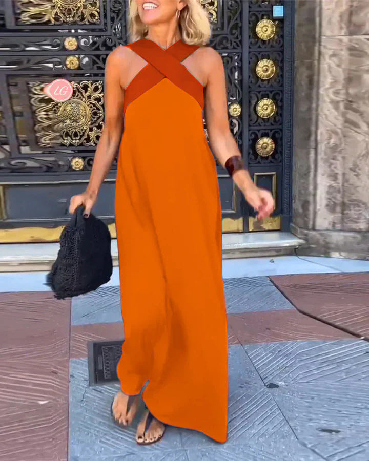 Elegant crossed-cut everyday dress for women | Delphine -7